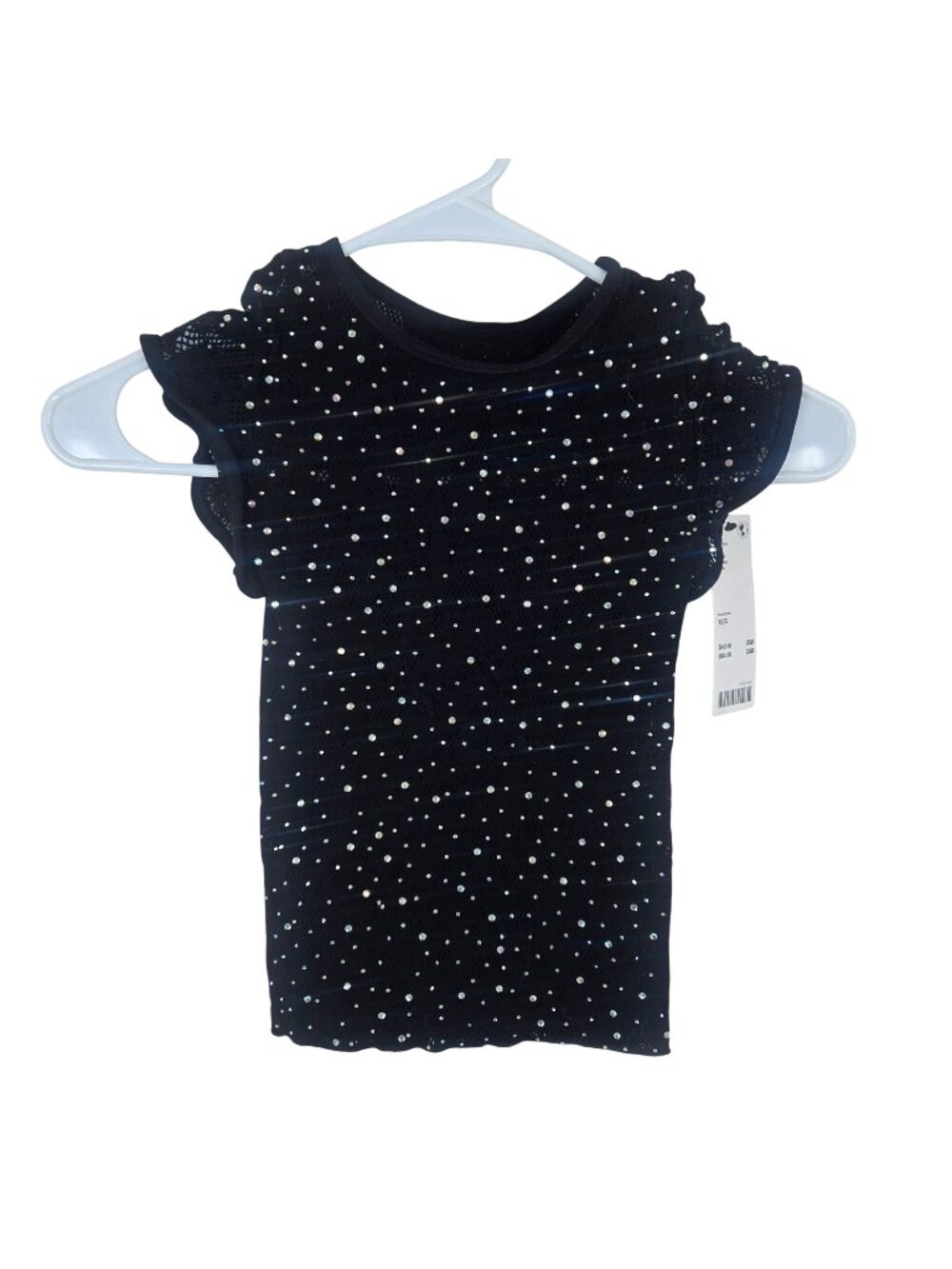 Urban Outfitters Black Mesh Glitter Stretch Top XS/S New Semi Sheer